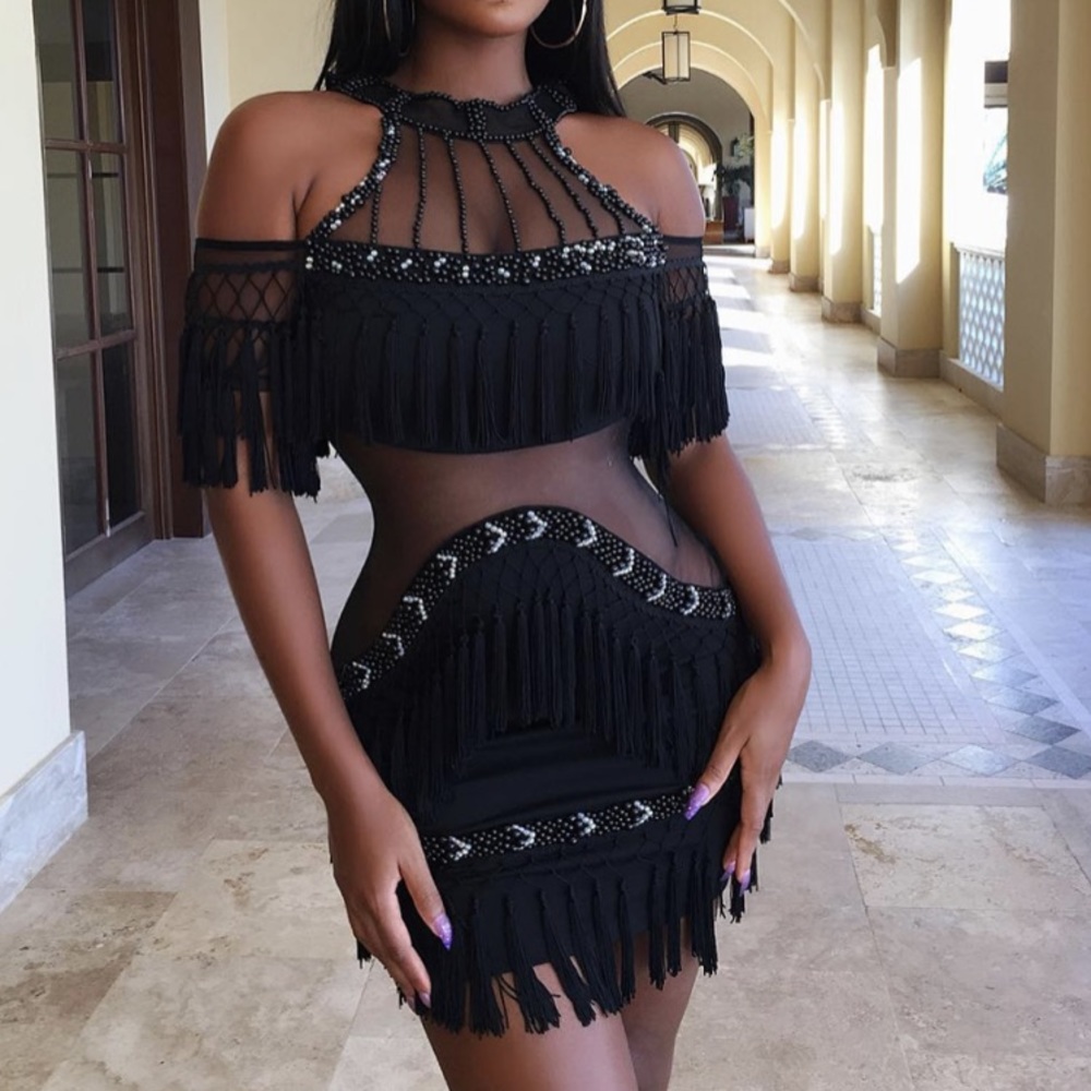 Mesh Fringe Dress